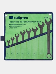 Набор ключей комбинированных, 6 - 19 мм, 8 шт., CrV, фосфатированные Сибртех