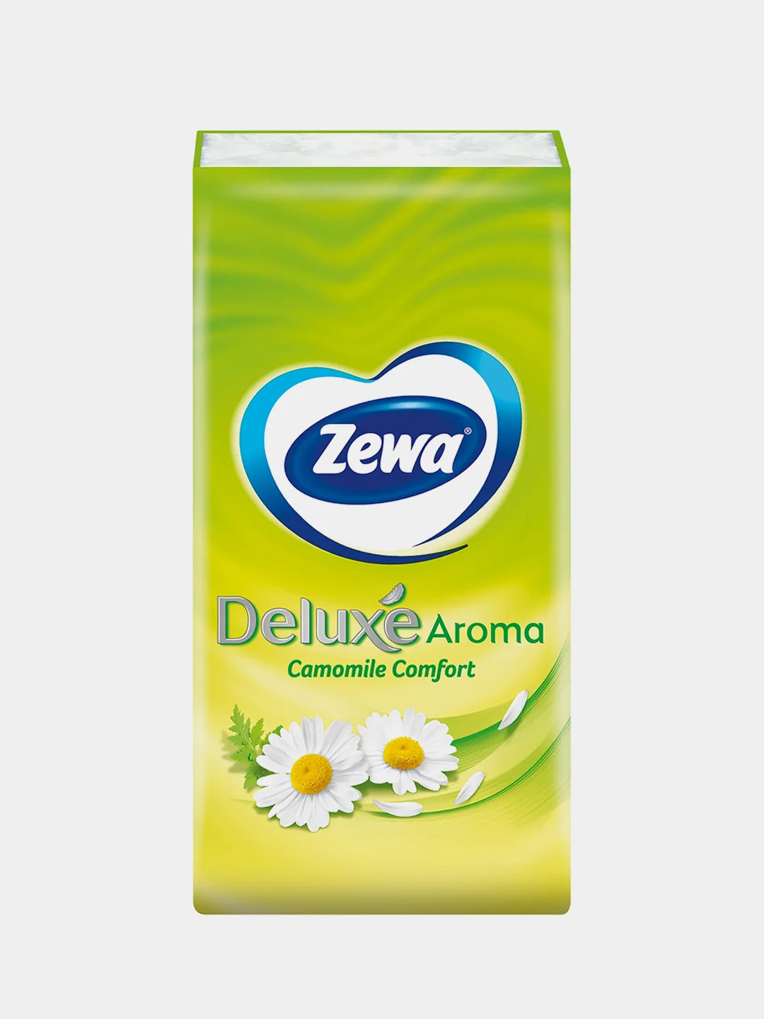 Платочки бумажные носовые Zewa Deluxe Ромашка, 3 слоя, 10 штук Х 10