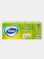 Платочки бумажные носовые Zewa Deluxe Ромашка, 3 слоя, 10 штук Х 10