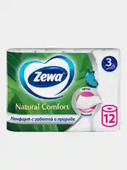 Туалетная бумага Zewa Natural comfort, без аромата, 3 слоя, 12 рулонов