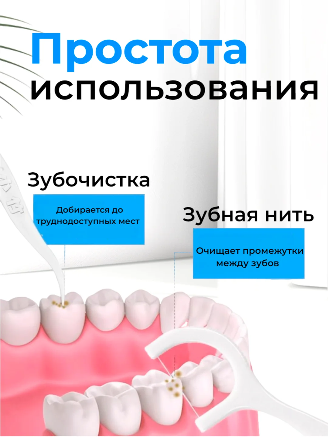 Зубная нить с зубочисткой, 50-100 штук