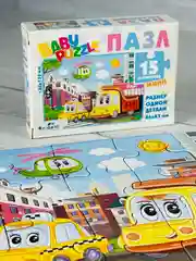 Мозаика пазл головоломка для малышей мини 15 спецтехника машинки вертолет такси грузовичок