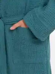 Тёмно-зелёный халат вафельный банный мужской, крупная клетка, размеры 48-56, разные цвета