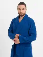 Синий халат махровый мужской, женский, банный, унисекс