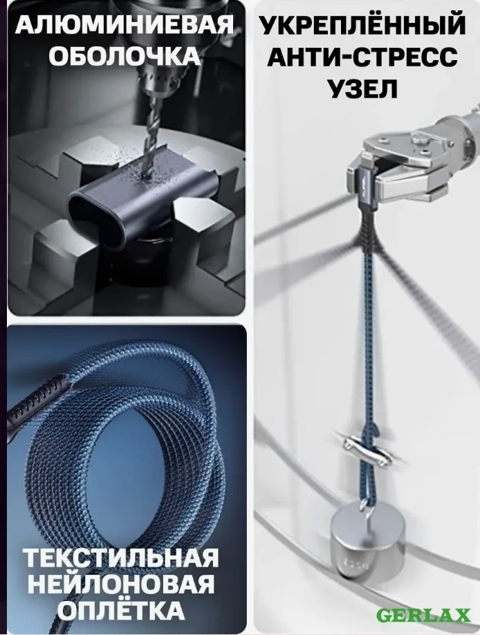Провод type-c, кабель зарядки для телефона, шнур Type-c usb 6А, длина 5 метров