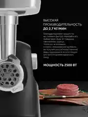 Мясорубка электрическая Polaris PMG 2582 с насадками, черный, 2500 Вт