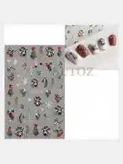 Зелёный хаки наклейки-слайдеры для дизайна ногтей и маникюра "Новый Год", новогодние