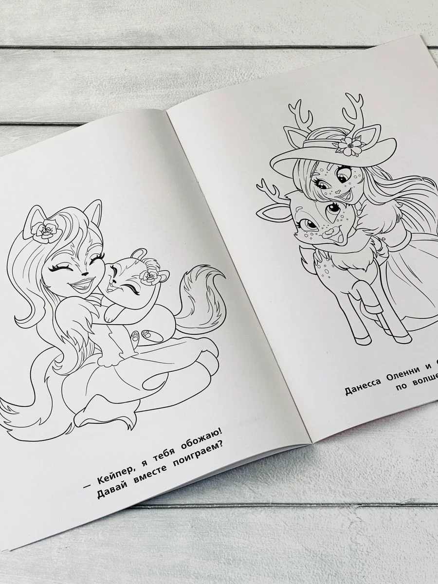 Раскраска перевертыш для девочек 2 в 1 Энчантималс Enchantimals кукла питомцы фея мультик