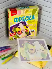 Фреска детская Картина из цветного песка в рамке аппликация песком Лама альпака Лори Lori