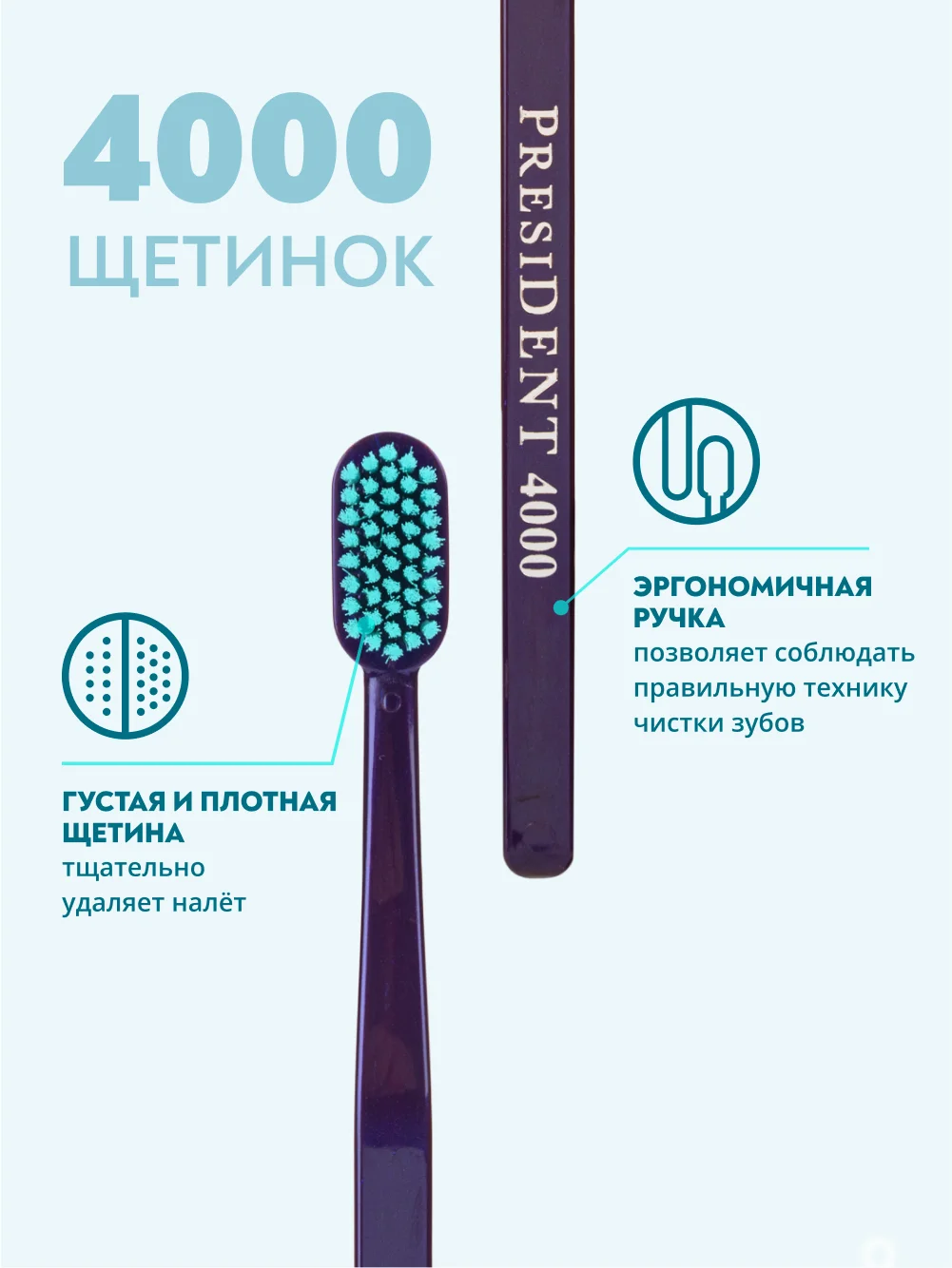 Зубная щётка PRESIDENT PROFI Soft 4000, мягкая