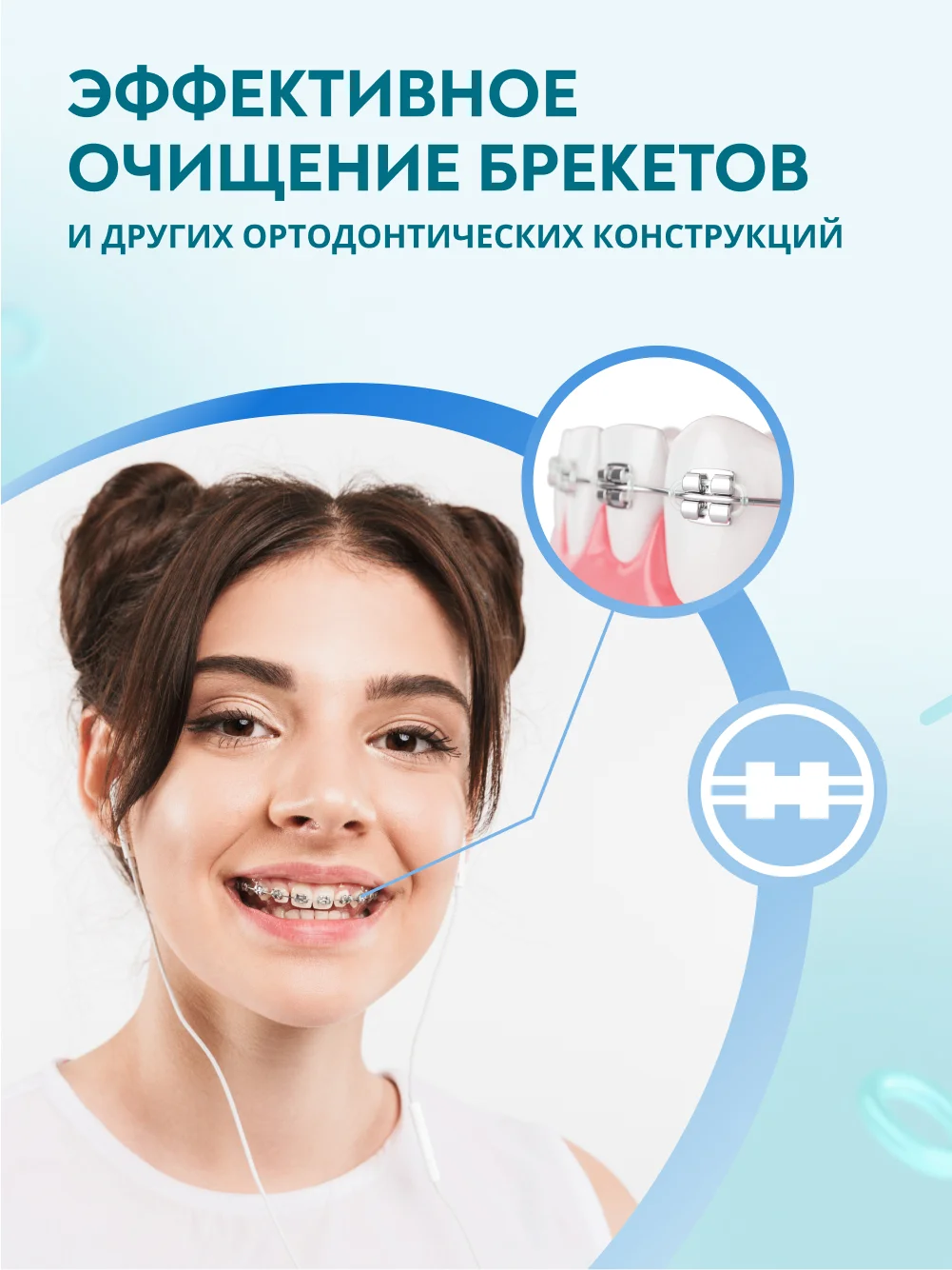 Зубная щётка для очищения брекет-систем PRESIDENT PROFI ORTHO, средняя жесткость, 6 мил