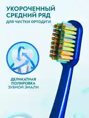 Зубная щётка для очищения брекет-систем PRESIDENT PROFI ORTHO, средняя жесткость, 6 мил