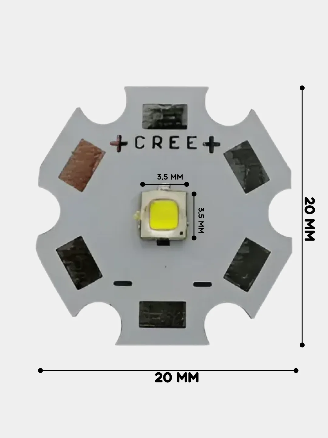 Светодиод CREE БЕЛЫЙ на плате STAR  3535 XPE 3W (3,0-3,6V 600-700mA 220-260Lm 6500K
