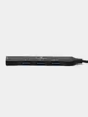 Переходник USB-хаб, стальной корпус, с Type-C адаптером