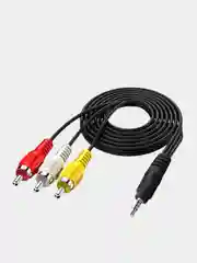 Кабель аудио 3 тюльпана соединительный 3хRCA джек/Jack 3.5, 1.5 метра