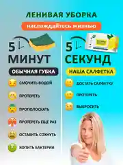 Салфетки влажные, бытовые, для поверхностей и уборки, Свежая нота Лимон, 120 шт х 6