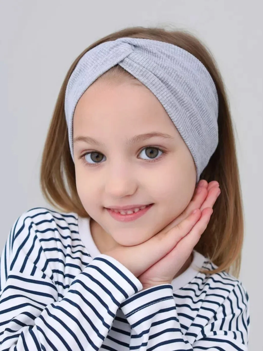Серый повязка для девочки 5-14  лет.  Повязка демисезонная . Повязка трикотажная