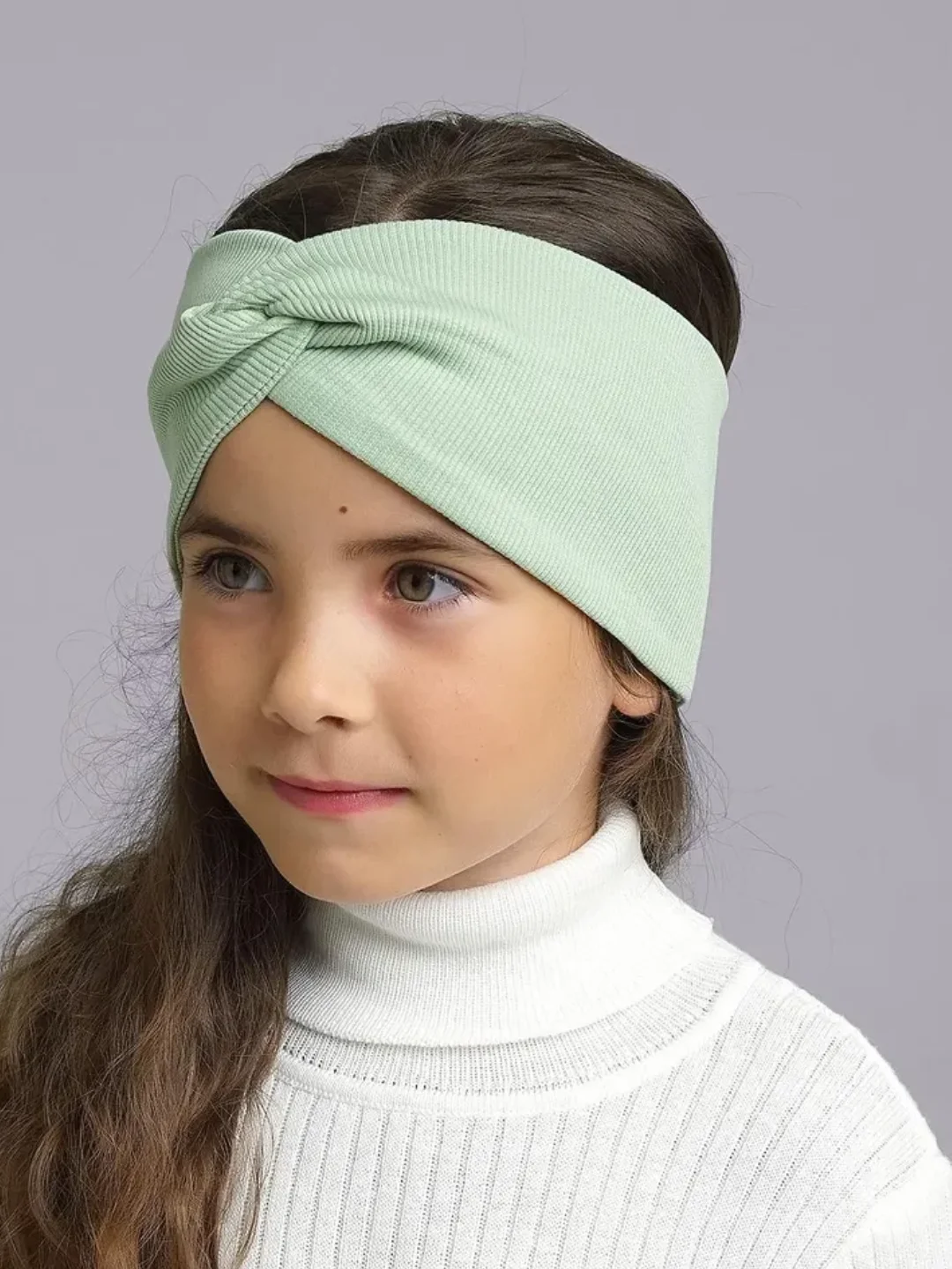 Бирюзовый повязка для девочки 5-14  лет.  Повязка демисезонная . Повязка трикотажная