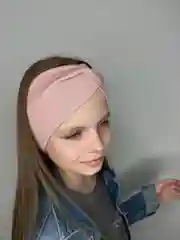 Пудровый повязка для девочки 5-14  лет.  Повязка демисезонная . Повязка трикотажная