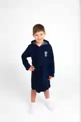 Индиго халат для мальчика махровый, банный, 3-6 лет (рост 98-116 см)