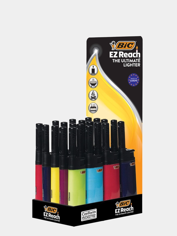 Бытовая зажигалка, кухонная газовая, электронная, БИК EZ Reach, 20 шт