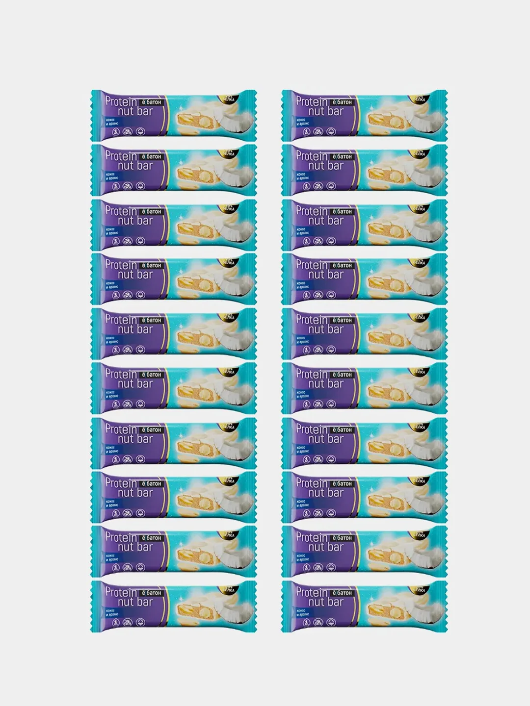 Батончик Protein nut bar Ёбатон, со вкусом кокоса с арахисом в белой глазури, 40 г