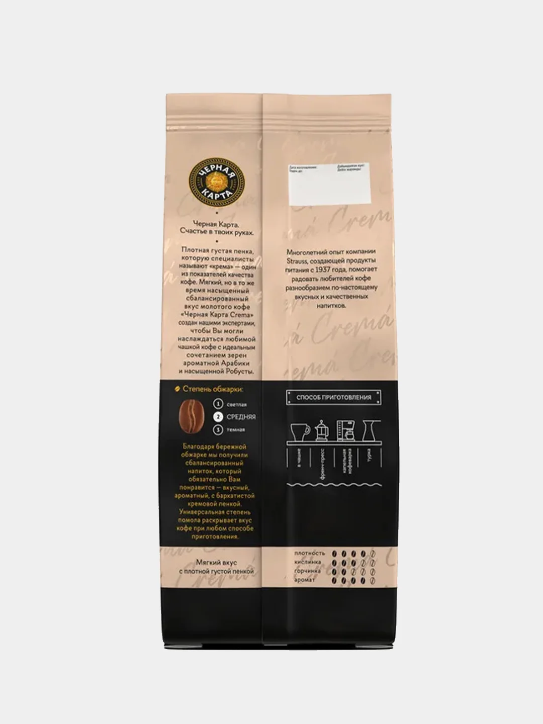 Кофе молотый Черная Карта Crema, 200 г