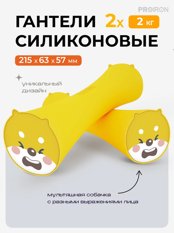Гантели 2 кг, PROIRON, силиконовые, 2 штуки