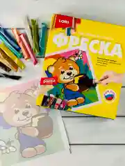 Картина из цветного песка Детское творчество фреска для росписи Мишка сладкоежка Лори Lori