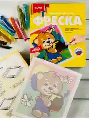 Картина из цветного песка Детское творчество фреска для росписи Мишка сладкоежка Лори Lori