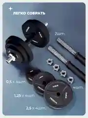 Гантели разборные, PROIRON, обрезиненные, 2 шт по 10 кг, черный