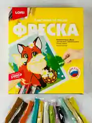 Картина фреска песком Аппликация Поделки из песка лисица Лисичка с ромашками лиса лисенок