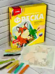 Картина фреска песком Аппликация Поделки из песка лисица Лисичка с ромашками лиса лисенок