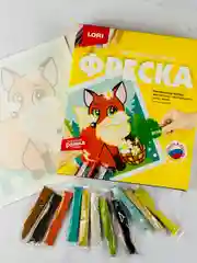 Картина фреска песком Аппликация Поделки из песка лисица Лисичка с ромашками лиса лисенок