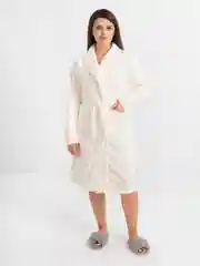 Молочный халат женский, банный, плюшевый, на запахе
