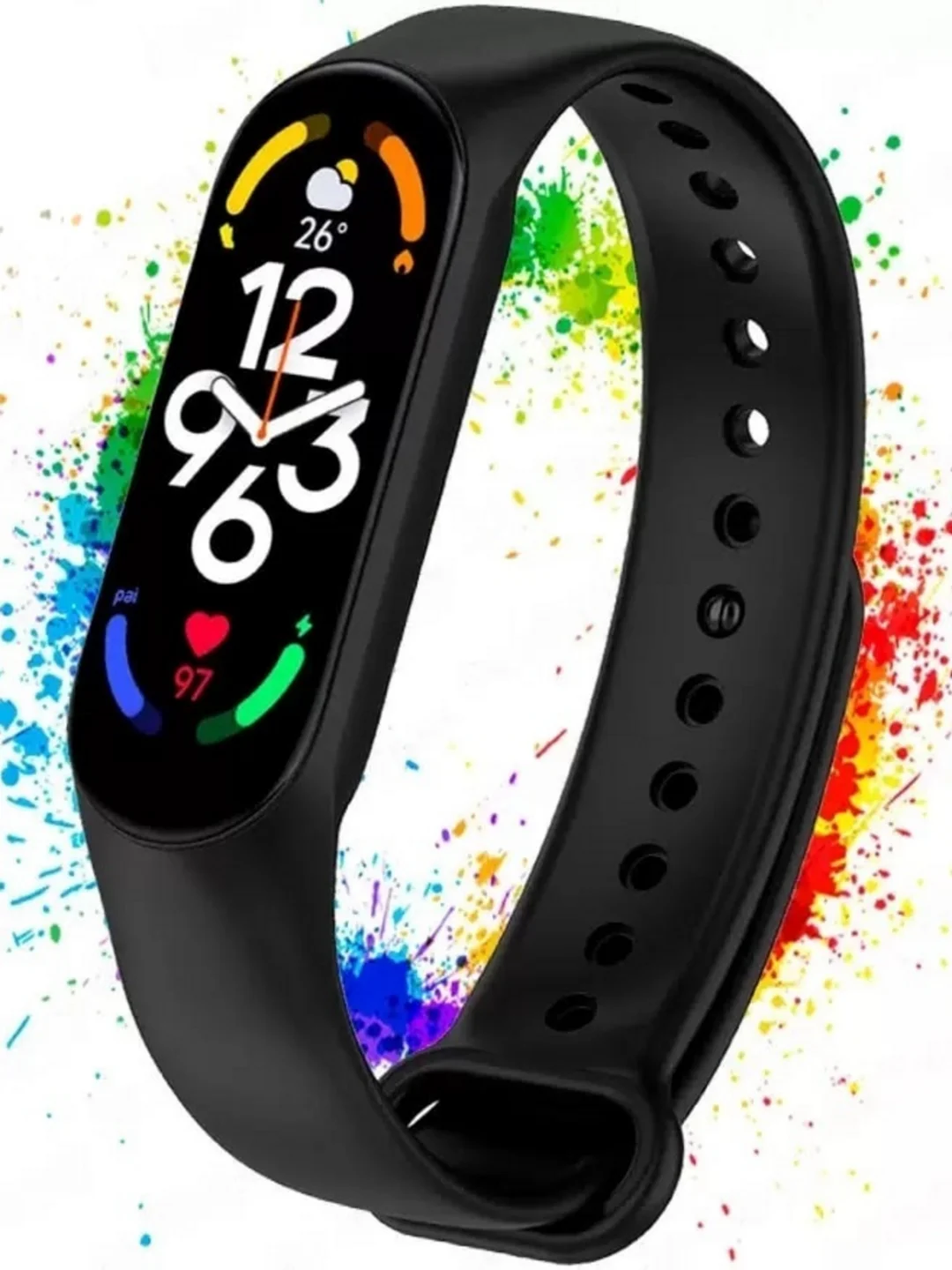 Черный ремешок для Xiaomi Mi Band 5 / 6 / 7, силиконовый