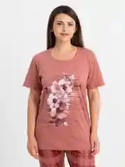 Кораллово-розовый костюм женский Пижама (футболка+бриджи)