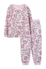 Розовый теплая пижама для девочки, рост 92-110 см, 2-5 лет