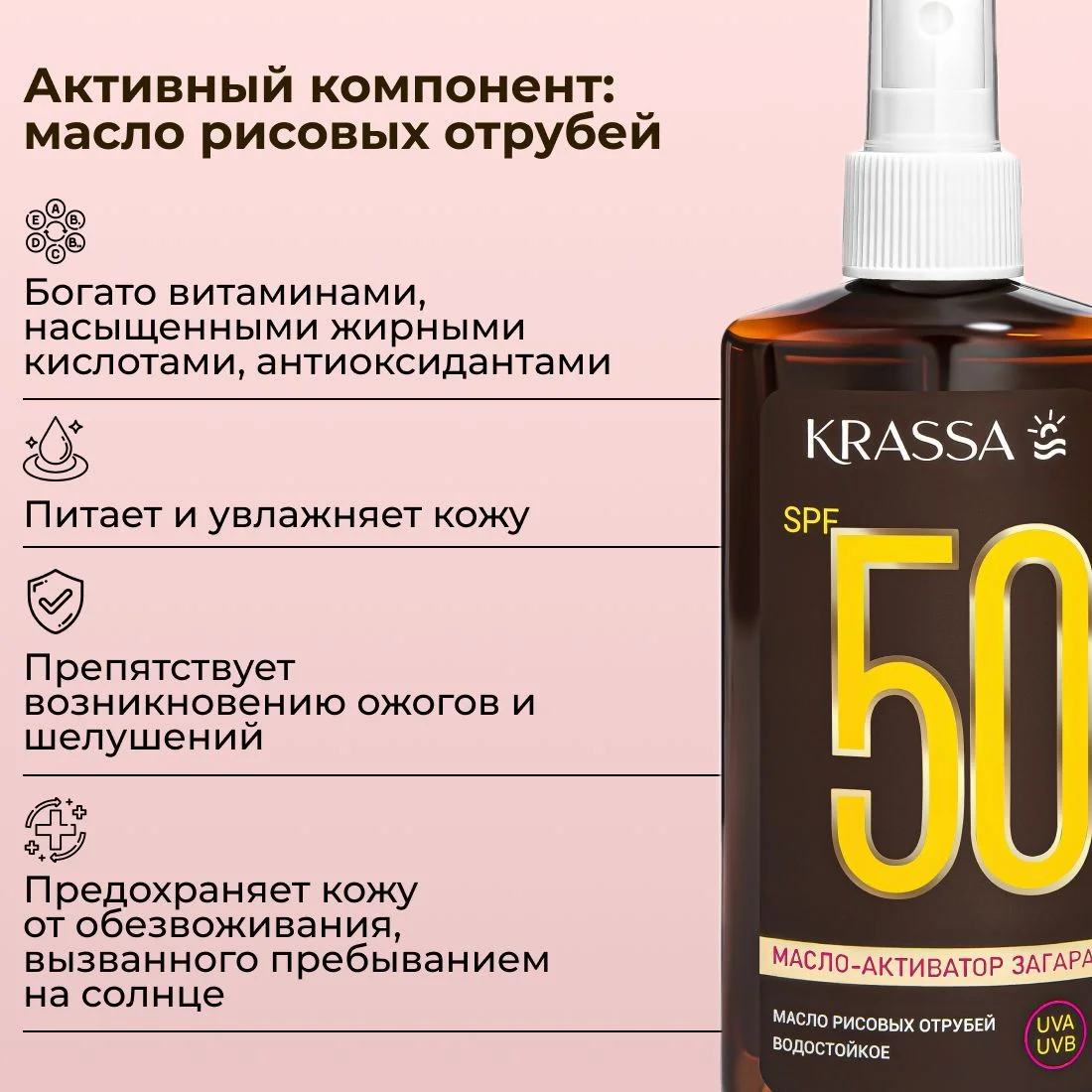 Масло для загара активатор KRASSA SPF, 150 мл