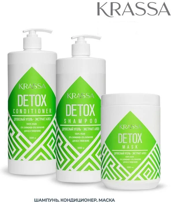 Маска для волос детокс эффект, очищение KRASSA Professional Detox, 1000 мл