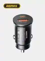 Черный автомобильное зарядное устройство в прикуриватель Type-C + USB, быстрая зарядка, 30В