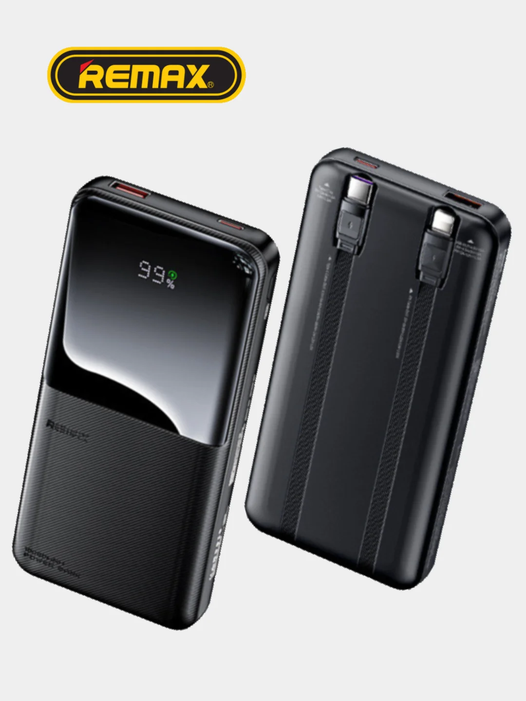 Черный внешний аккумулятор повербанк Remax 10000 MAH 22W+22.5W Power Bank LED Display