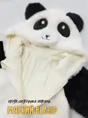 Черный комбинезон плюшевый утепленный кигуруми детский