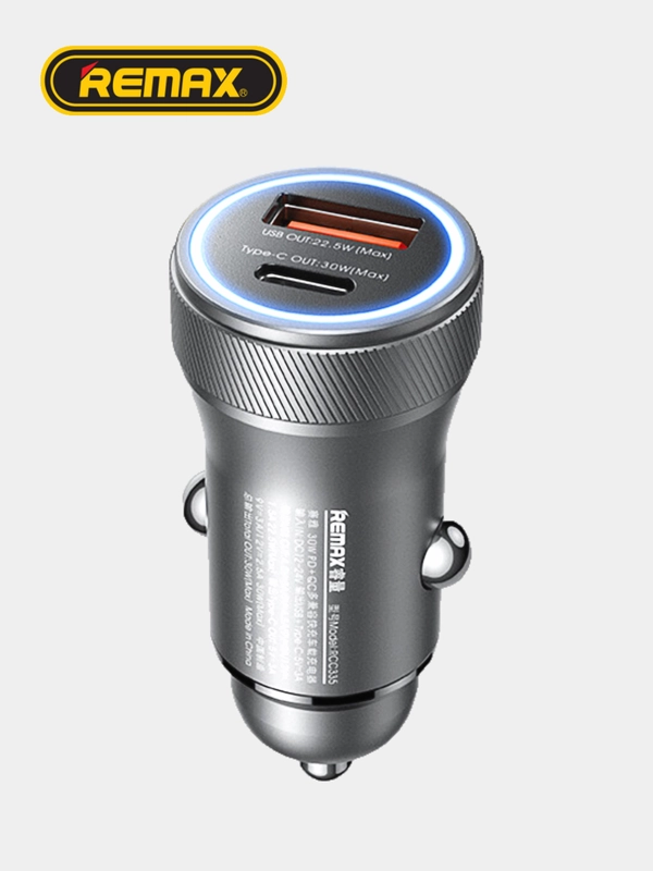 Автомобильное зарядное устройство в прикуриватель Type-C + USB, быстрая зарядка, 30В