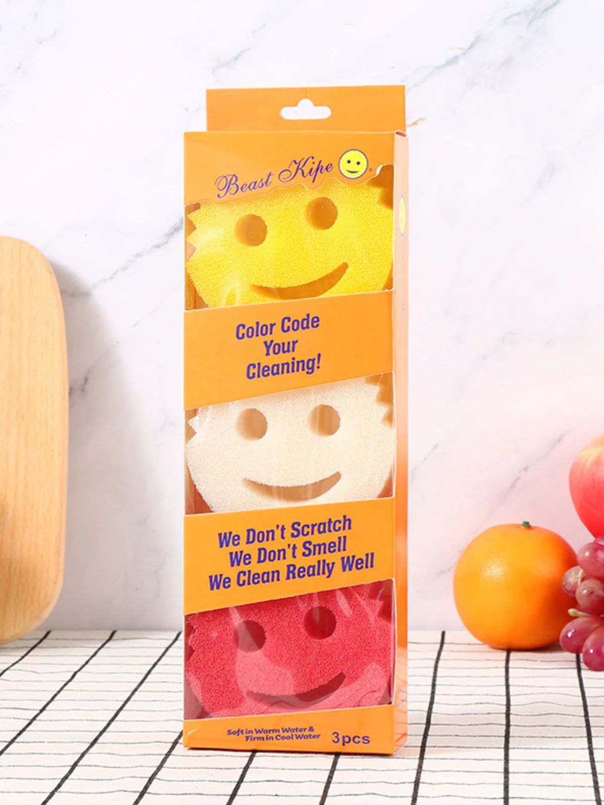 Губка-смайлик для мытья посуды и уборки, губка "Scrub Daddy", губка многофункциональная