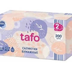 Салфетки бумажные Tafo косметические белые 2 слоя 19,5 x 19,5 см 200 шт