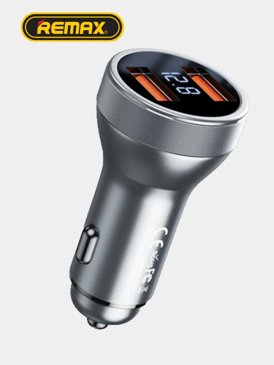 Автомобильное зарядное устройство в прикуриватель 2-USB, с дисплеем, быстрая зарядка, 45В