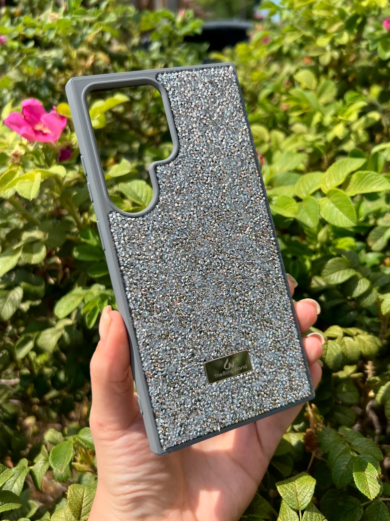 Серебряный силиконовый чехол the bling world для Samsung S24 Ultra / Самсунг S24 Ультра