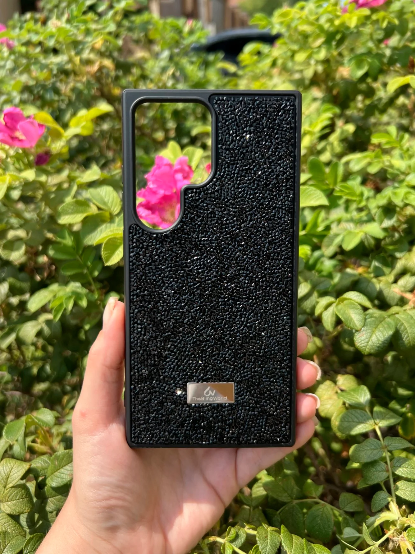 Черный силиконовый чехол the bling world для Samsung S24 Ultra / Самсунг S24 Ультра