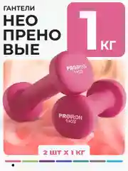 Гантели 1 кг, PROIRON, неопреновые, 2 штуки